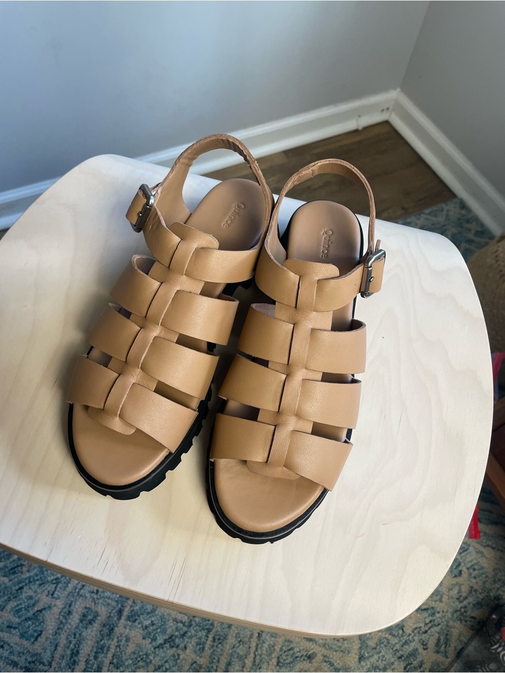 Quince Italian Leather Lug Sole Fisherman Sandal